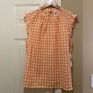 Nanette Lepore  Women's Sleeveless Gingham Print Top In Tangerine Yellow Size L